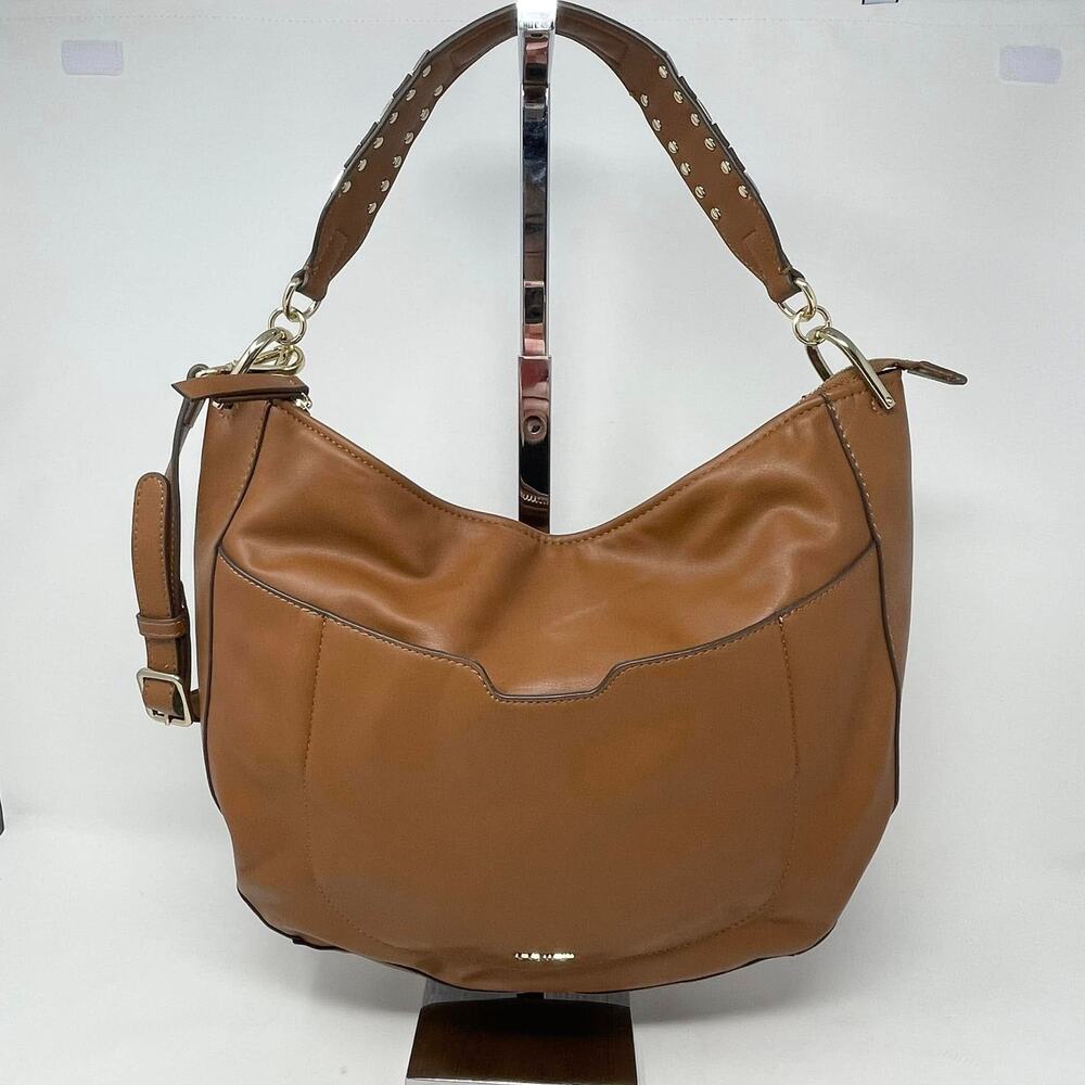 Nine West Sypress Tobacco Brown Vegan Leather Medium Hobo Bag